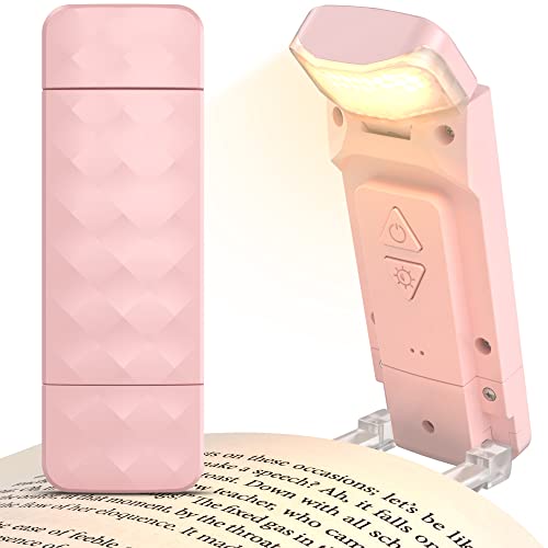 mexllex leselampe klemme, usb wiederaufladbare buchlampe mit 3 farben & 5 helligkeitsstufen - rosa