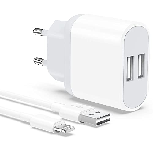 Ladekabel iPhone 2M USB Ladegerät 5V 2.1A für iPhone 11 Pro Max, XR, X, XS, 8, 7, 6, SE, 2-Pack Nisiyama