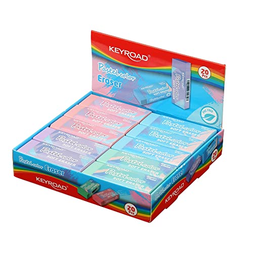 keyroad radiergummi fun pastel, radierer für bleistift und buntstift, 20 stücke