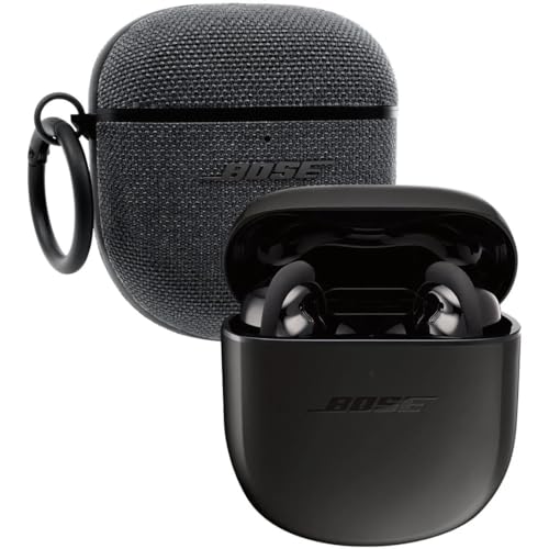 bose quietcomfort earbuds ii mit textile case, kabellos, bluetooth, geräuschunterdrückung, schwarz