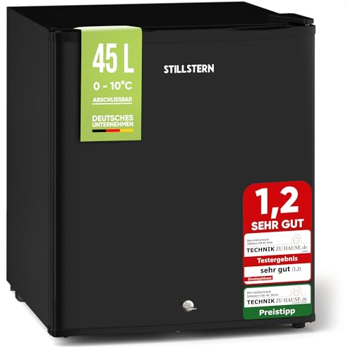 Produktbild: stillstern mini fridge 45 l mit automatic defrost, frost compartment, leise, ideal für büro, schlafzimmer, hotels