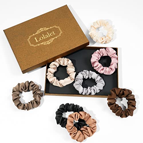 haargummis lolalet seide scrunchies 8 stück elastische satin pferdeschwanzhalter 8 farben