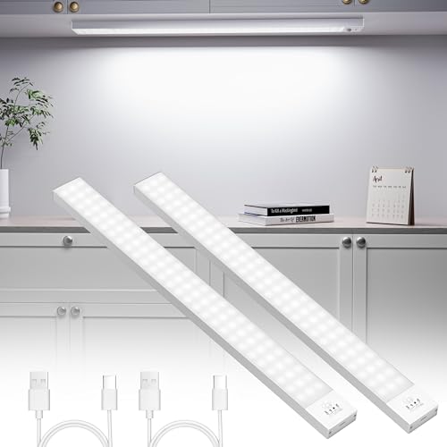 Unterbauleuchte Küche LED 43.5CM, 84 LEDs, USB Wiederaufladbar mit Bewegungsmelder