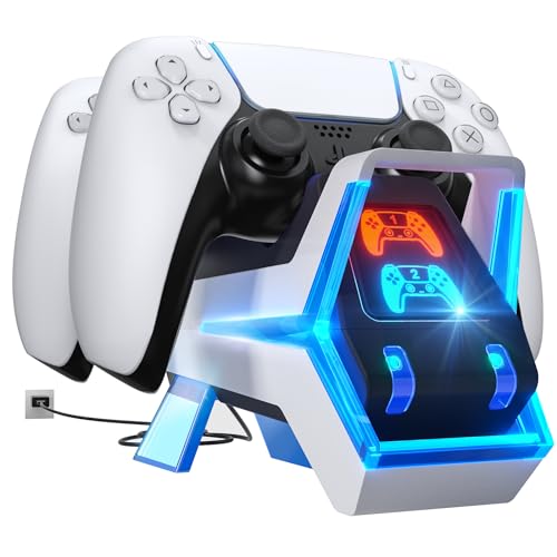 fenolical ladestation ps5-controller schnellladegerät 5v 3a mit led-anzeige blau/weiß