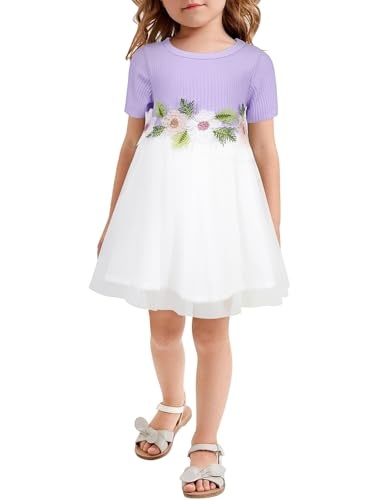 agqt tüll tutu kleid für baby mädchen bestickt blumenmädchen hellviolett 18-24 monate