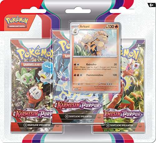 pokmon-sammelkartenspiel karmesin und purpur 3er-pack arkani 3 boosterpacks 1 promokarte
