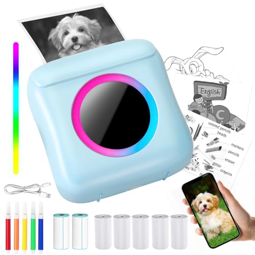mucek mini drucker smartphone pocket printer mit 5 papierrollen etiketten und aufklebern