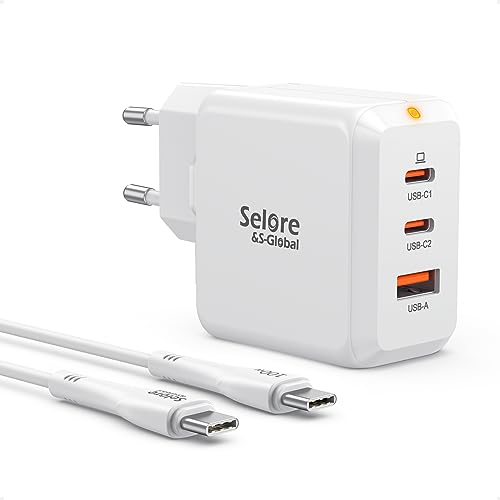 SELORE 140W USB C Ladegerät GaN, 4-Port PD 3.1 mit 2m Kabel für MacBook, iPhone, Samsung