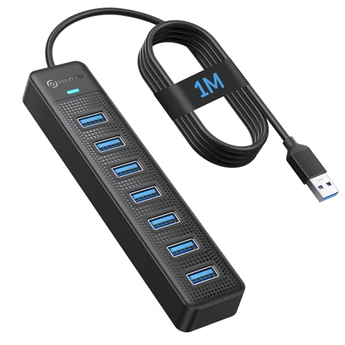 PHIXERO 7-Port USB 3.0 Hub mit 100cm Kabel, 5Gbps Datenübertragung