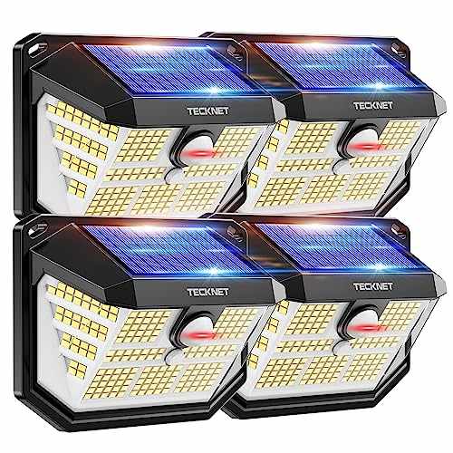 tecknet solarleuchten außen, 231 led, 300 hell mit bewegungsmelder, ip65 wasserfest