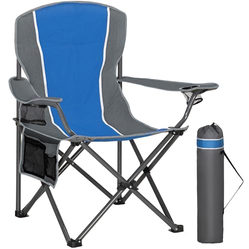 high point sports campingstuhl faltbar bis 160 kg mit getränkehaltern, angeln