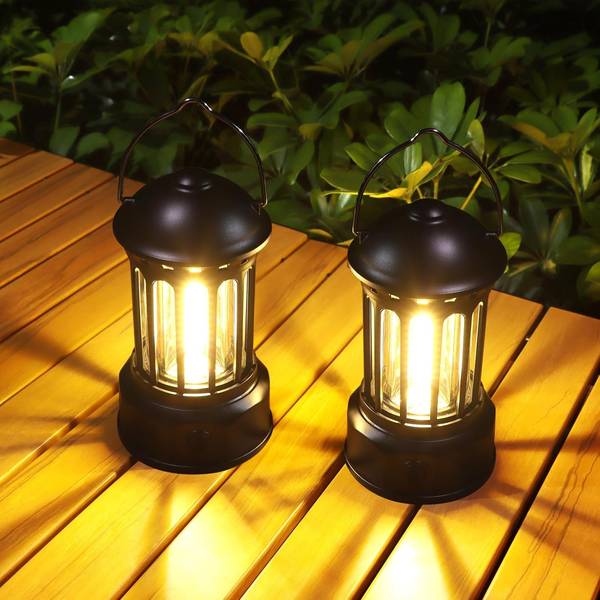 LED Campinglampe Tragbar 2 Stück, IPX4 Wasserdicht, Dimmbar für Garten und Notfall