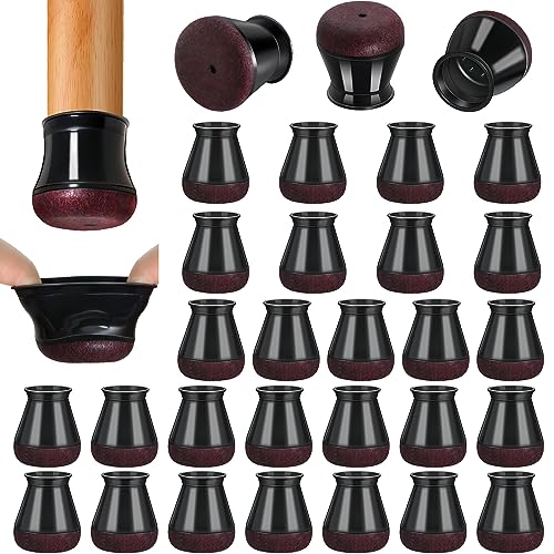 stuhlbeinkappen 32 stück schwarz silikon rund mit filzgleitern 14-20mm
