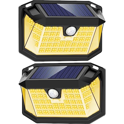 lansow solarleuchten für außen mit bewegungsmelder, 188 led, warmweiß, 2er-pack