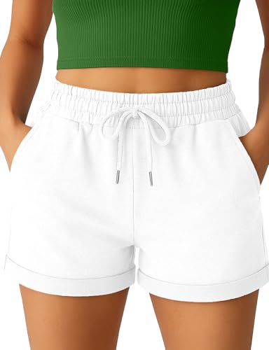 smith & solo damen shorts - kurze laufhose sportshorts training (weiss, m)