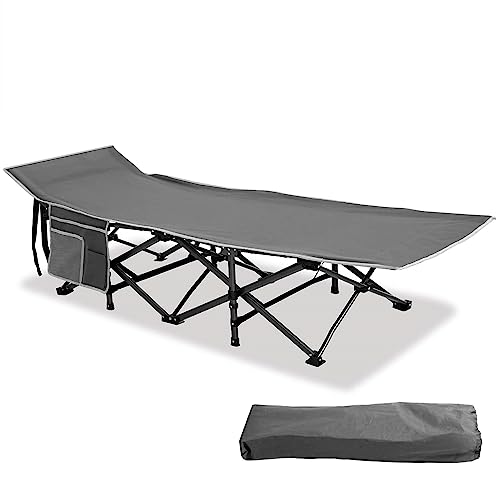 Produktbild: high point sports campingbett klappbar xl faltbar leicht mit seitentasche grau