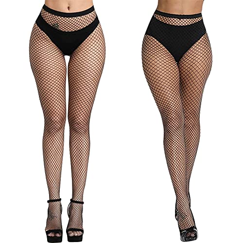 aomig schwarz netzstrumpfhose 2pcs, elastische hohe taille strümpfe für damen