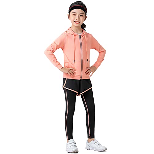 sxshun kinder sportanzug 2tlg jogginganzug lauftraining mit kapuze shorts orange 152-158