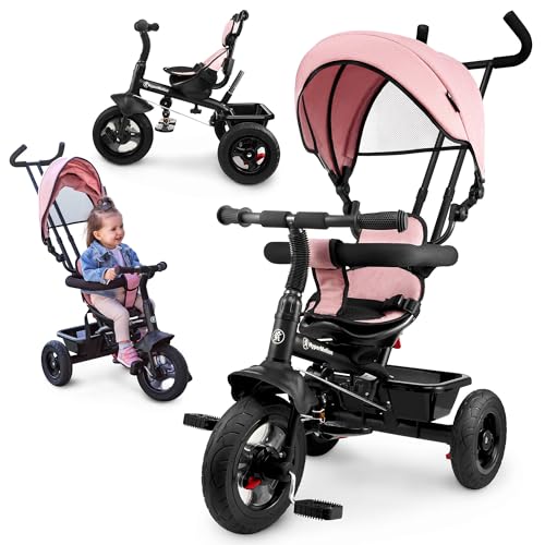 HyperMotion Dreirad 3-in-1 für 1-4 Jahre - rosa mit Schubstange, Elterngriff