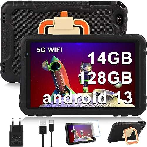 AOCWEI tablet 10 zoll, 14 gb ram, 128 gb rom, android 13, 5g wifi, bluetooth 5.0, schwarz