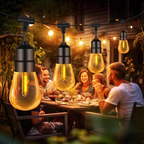 hangyiwei lichterkette außen wasserdicht 18m 15+2 led für garten terrasse balkon warmweiß