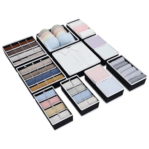 homsorout schublade organizer 12 stück faltbare aufbewahrungsbox stoff für kleidung, unterwäsche, sokken, krawatten