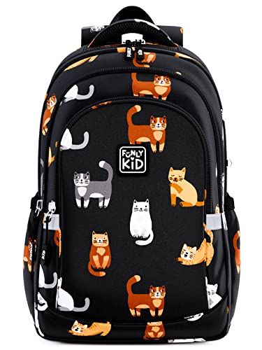 schulrucksack cats grey von funlykid für kinder, rucksack mit katzenmotiv