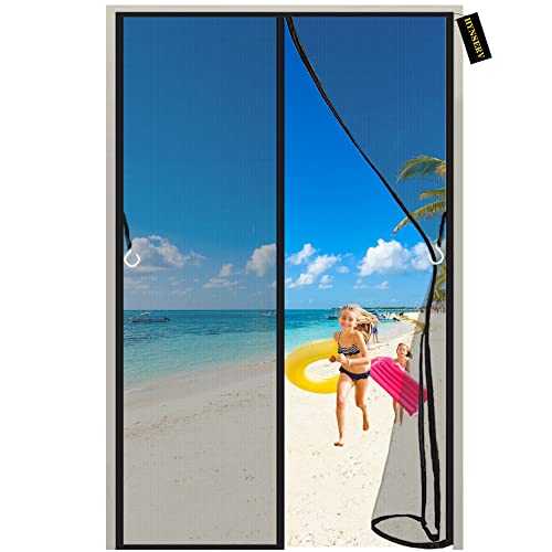 Produktbild: magnet fliegengitter tür 105x220cm schwarz, selbstschließend, waschbar, für balkontür