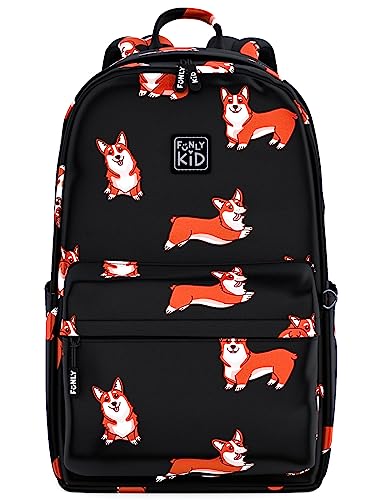 schulrucksack teens funlykid corgi schwarz, ergonomisch, viel stauraum