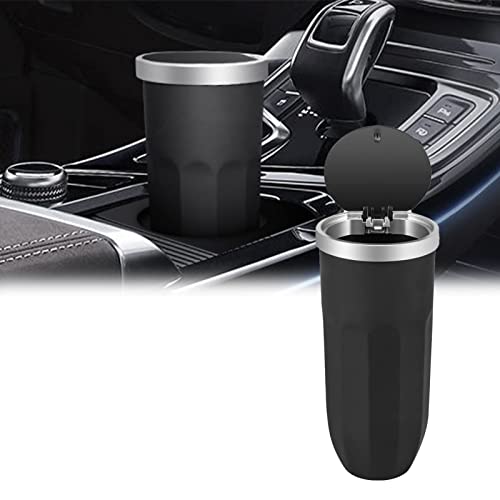 mini auto mülleimer mit deckel, tragbarer abfalleimer für becherhalter schwarz