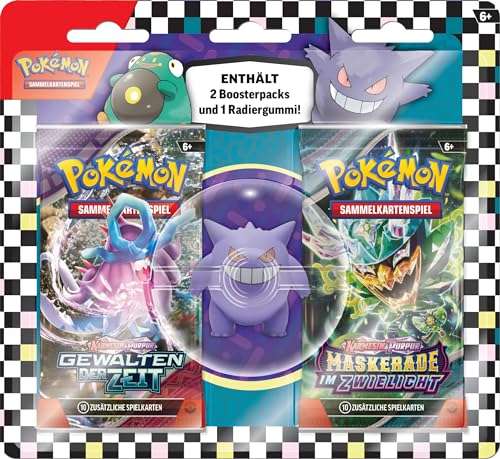 pokmon-sammelkartenspiel radiergummi-blister gengar mit 1 radiergummi und 2 boosterpacks