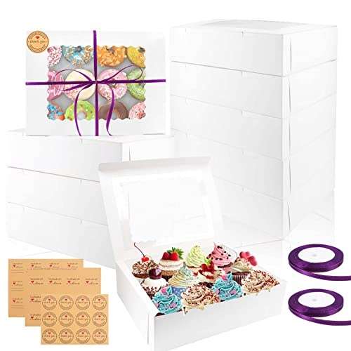 cupcake box 10 stück, naebro karton muffin transportbox mit sichtfenster, 12 löcher