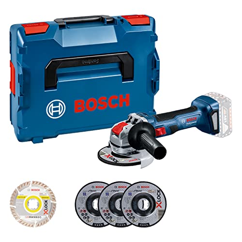 bosch professional winkelschleifer gwx 18v-7 125mm x-lock mit 5x scheiben-set