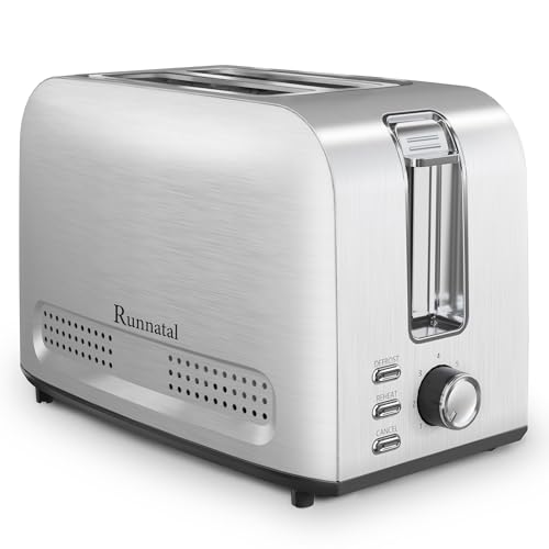 runnatal toaster 2 slits, edelstahl toaster mit auftau- und aufwärmfunktion, silber