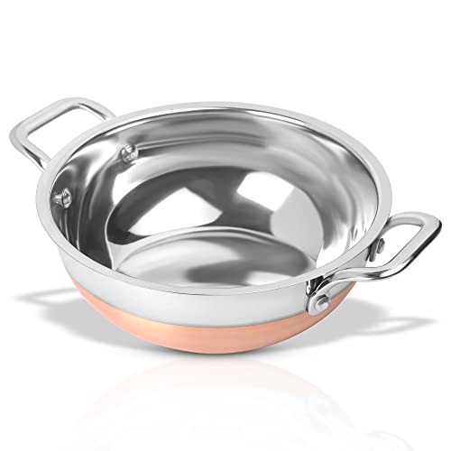 ksjone kadhai 2 und 2,5 quart edelstahl mit kupferboden für daily cooking