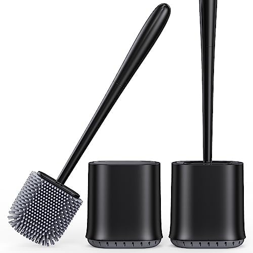 klobürste silikon mit behälter und schnelltrocknendem haltersatz für badezimmer