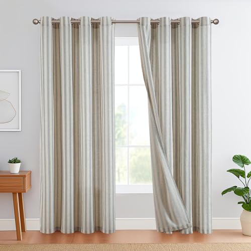 topick vorhänge gestreift schwarz 130x245cm leinenoptik blickdicht 2 stück