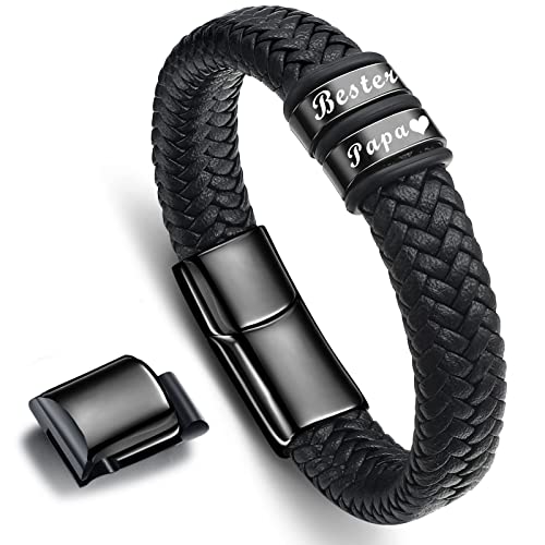 vatertagsgeschenk armband bester papa dad leder 22.5cm für papa