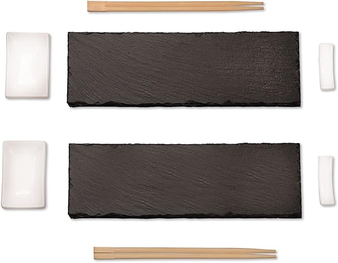 sushi set 8 teilig für 2 personen schieferplatte 30 x 10 cm kesper 38142