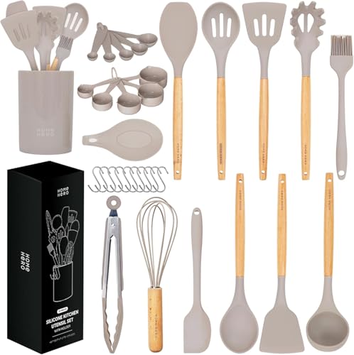 küchenutensilien set 33 tlg silikon - antihaft hitzebeständig kochset gadgets