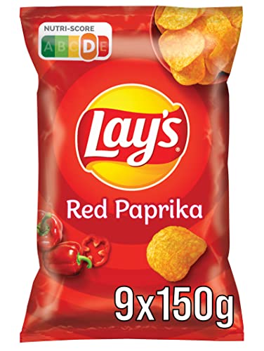 Lay's Kartoffelchips Red Paprika  knusprige Snacks für die Party, 9 x 150 g