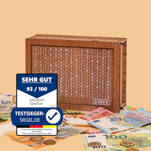 wiederverwendbare spardose sparbox mit sparziel und ankreuzzahlen 2000 braun