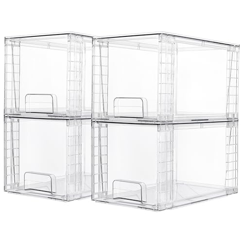 vtopmart 4er Set große stapelbare aufbewahrungsschubladen, transparente acryl organizer
