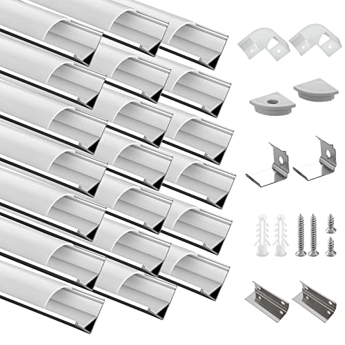 led aluminiumprofil 20-pack 20 x 1m mit milchiger abdeckung und endkappen