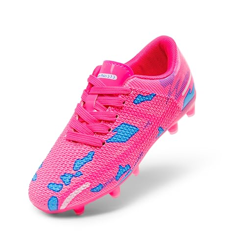 fußballschuhe kinder jungen mädchen DREAM PAIRS verschleißfest atmungsaktiv spikes rosa blau Größe 38.5