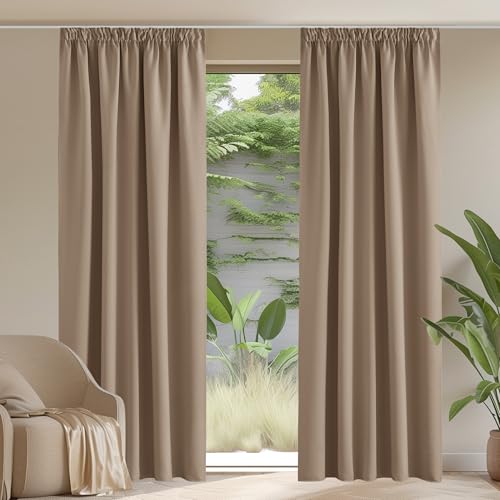 ponydance verdunkelungsvorhang blickdicht 2er set 300 x 140 cm cappuccino hitzeschutz