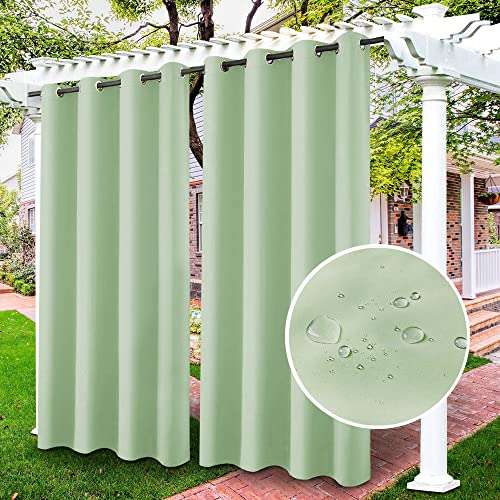 wasserdichte outdoor vorhänge von livego, blickdicht für gartenlaube, 2 pcs, grün 52" x 84"