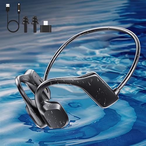 knochenschall kopfhörer bluetooth 5.3, wasserdicht ip68, 32gb mp3 player für schwimmen, laufen