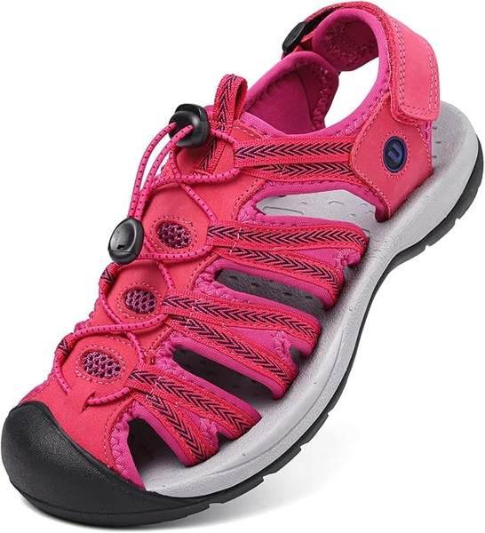 unitysow damen trekking sandalen orthopädische geschlossene outdoorsandalen, rosa rot, gr. 41