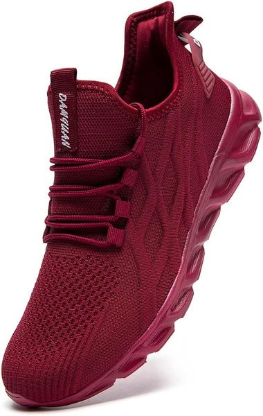 Herren Laufschuhe Sneaker Leichtgewicht Atmungsaktiv Walking Outdoor Rotwein 45 EU
